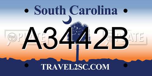 A3442B South Carolina License Plate