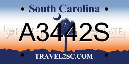 A3442S South Carolina License Plate