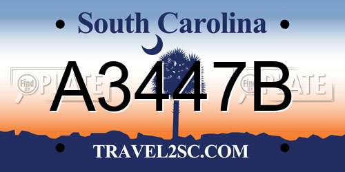 A3447B South Carolina License Plate