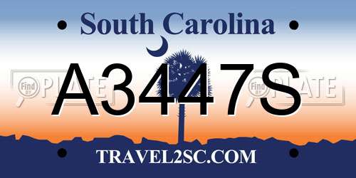 A3447S South Carolina License Plate
