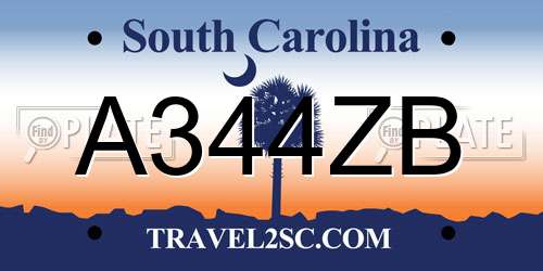 A344ZB South Carolina License Plate