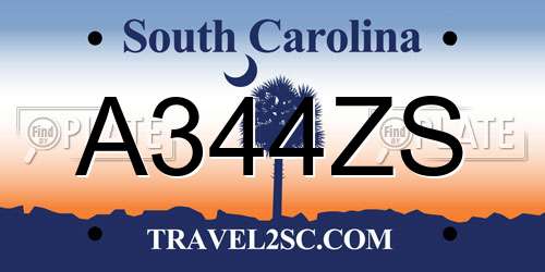 A344ZS South Carolina License Plate