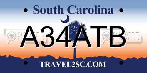 A34ATB South Carolina License Plate