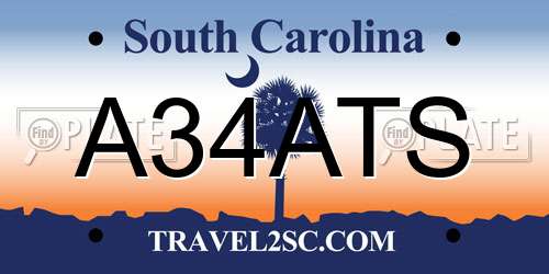 A34ATS South Carolina License Plate