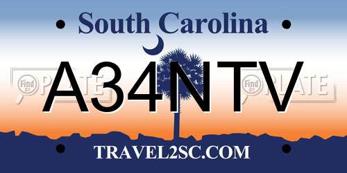 A34NTV South Carolina License Plate