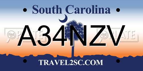A34NZV South Carolina License Plate