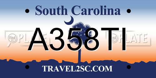 A358TI South Carolina License Plate