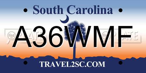 A36WMF South Carolina License Plate