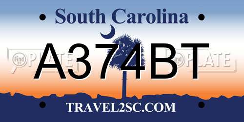 A374BT South Carolina License Plate
