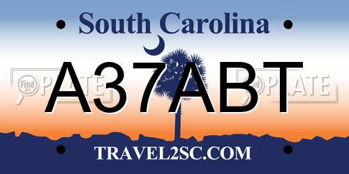 A37ABT South Carolina License Plate
