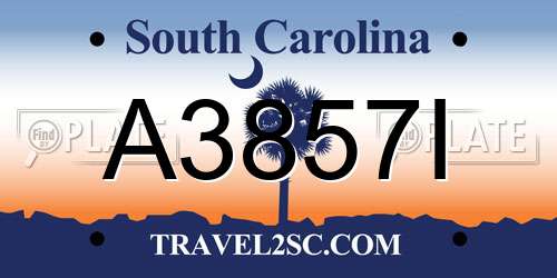 A3857I South Carolina License Plate