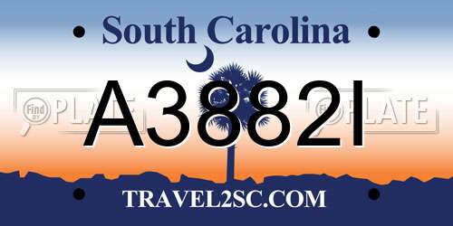 A3882I South Carolina License Plate