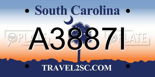 A3887I South Carolina License Plate