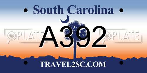 A392 South Carolina License Plate