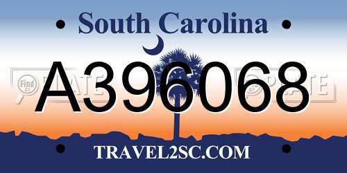 A396068 South Carolina License Plate