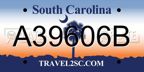A39606B South Carolina License Plate