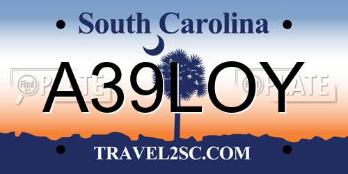 A39LOY South Carolina License Plate