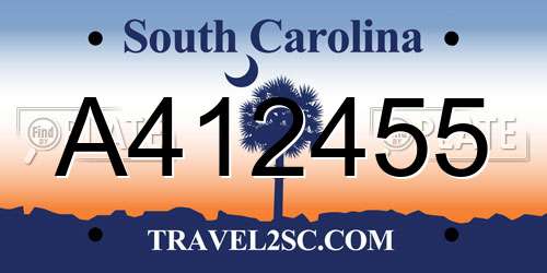 A412455 South Carolina License Plate