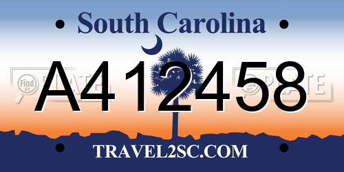 A412458 South Carolina License Plate
