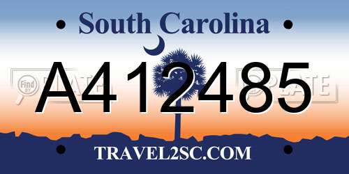 A412485 South Carolina License Plate