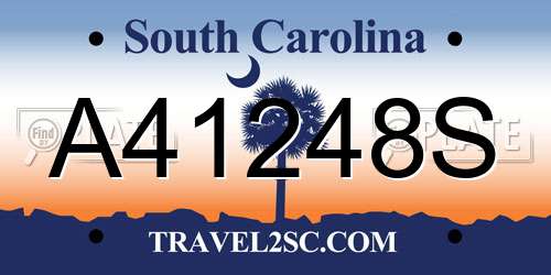 A41248S South Carolina License Plate