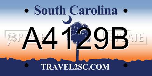 A4129B South Carolina License Plate
