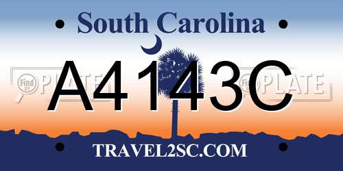 A4143C South Carolina License Plate
