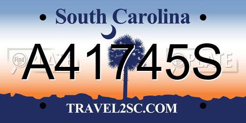 A41745S South Carolina License Plate
