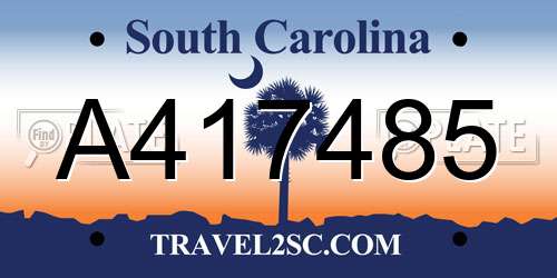 A417485 South Carolina License Plate