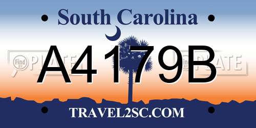 A4179B South Carolina License Plate