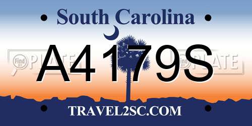 A4179S South Carolina License Plate