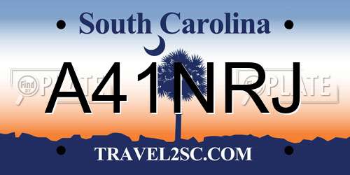 A41NRJ South Carolina License Plate