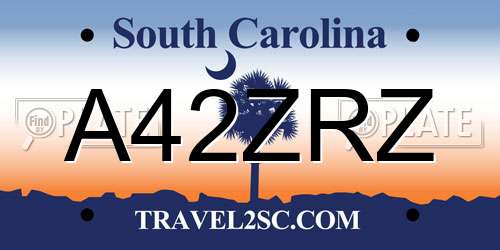 A42ZRZ South Carolina License Plate