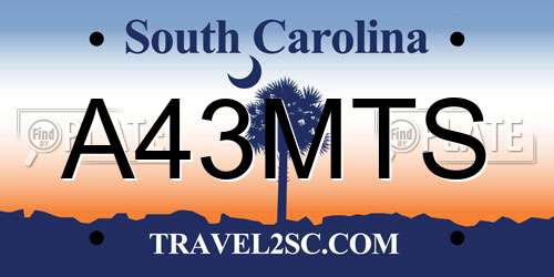 A43MTS South Carolina License Plate