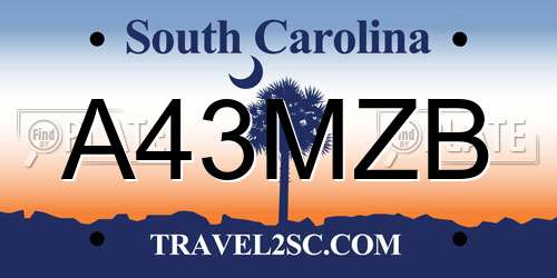 A43MZB South Carolina License Plate