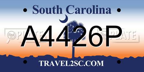 A4426P South Carolina License Plate