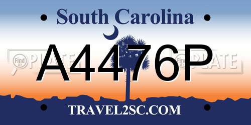 A4476P South Carolina License Plate