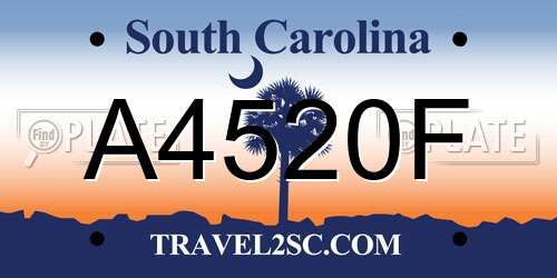 A4520F South Carolina License Plate