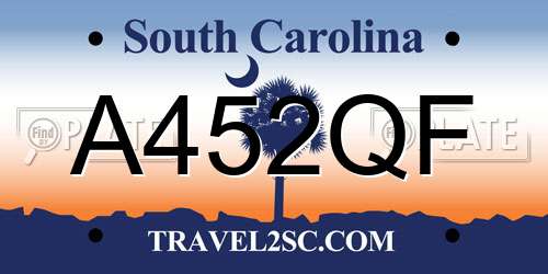 A452QF South Carolina License Plate