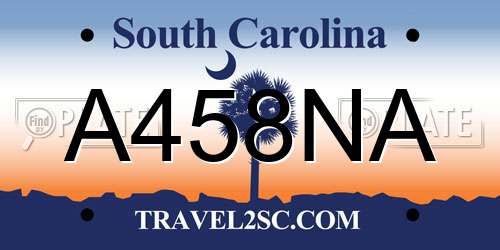 A458NA South Carolina License Plate
