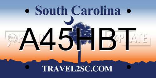 A45HBT South Carolina License Plate
