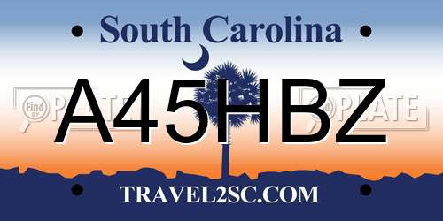 A45HBZ South Carolina License Plate
