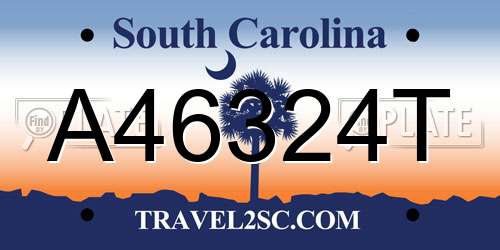 A46324T South Carolina License Plate