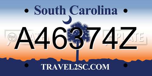 A46374Z South Carolina License Plate