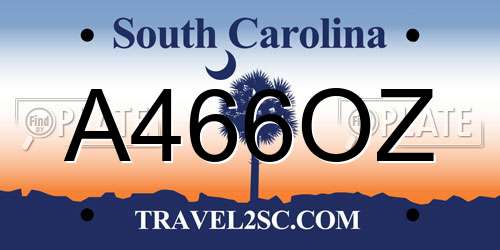 A466OZ South Carolina License Plate