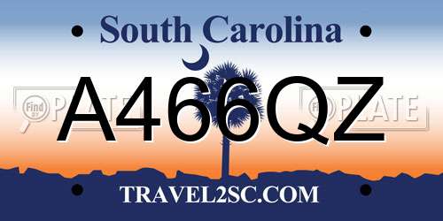 A466QZ South Carolina License Plate