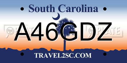 A46GDZ South Carolina License Plate