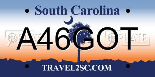 A46GOT South Carolina License Plate