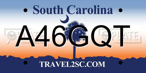 A46GQT South Carolina License Plate