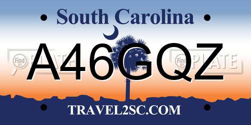 A46GQZ South Carolina License Plate